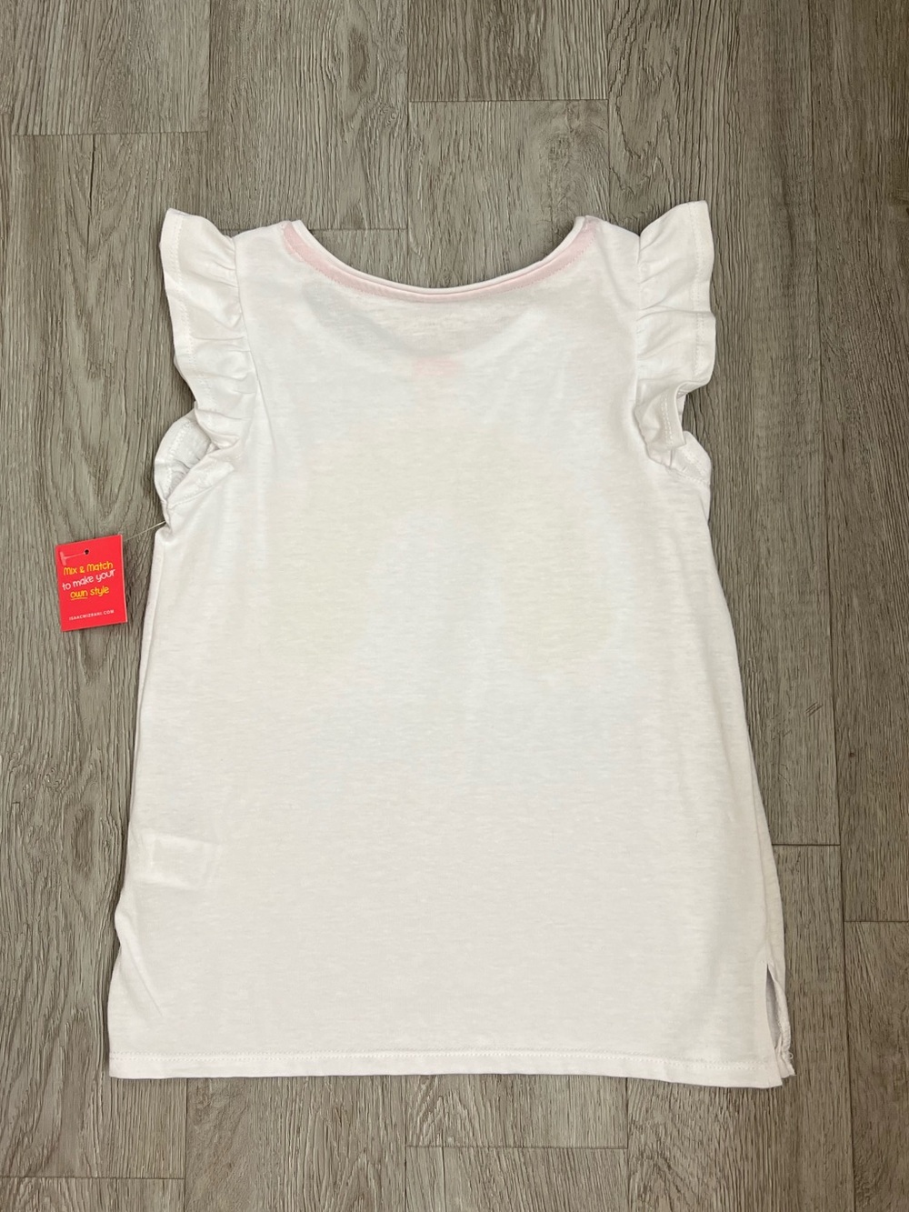White Kids Rainbow Sequin Flutter Sleeve Top - Picture 2 of 2